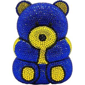 NEW Sparkling Bling Crystal Rhinestone Panda Bear Bag Clutch Purse +Gift